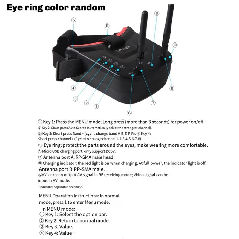 B92B VR009 Occhiali FPV 5.8G 4 - Fpv Drone Goggles recensione e prezzo